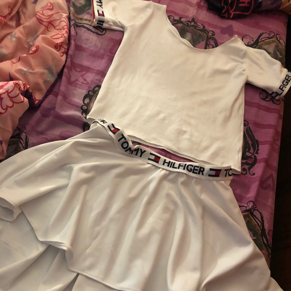 Two Piece Crop Top Skater Skirt